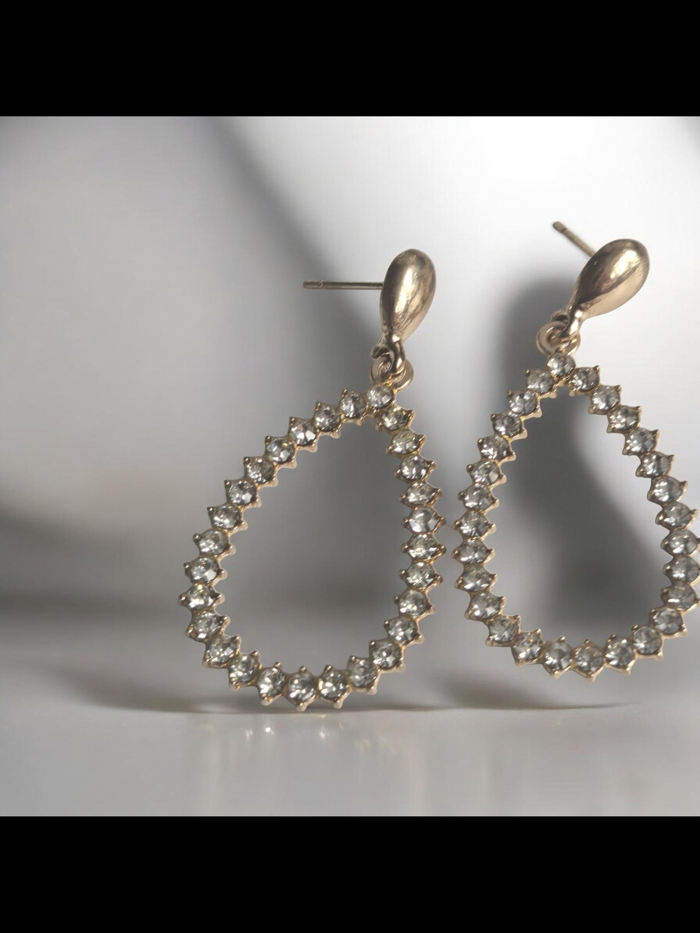Gold Teardrop CZ Hoop Earrings - Women Jewelry